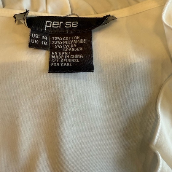 Per Se by Carlisle ruched button L/S white blouse size 14/Large - Picture 4 of 10